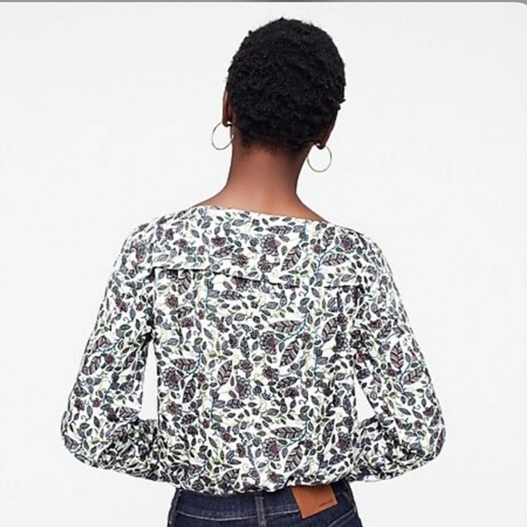 NEW J. Crew Drapey Floral Boat Neck Top Ivory Jungle XXL - Picture 4 of 6